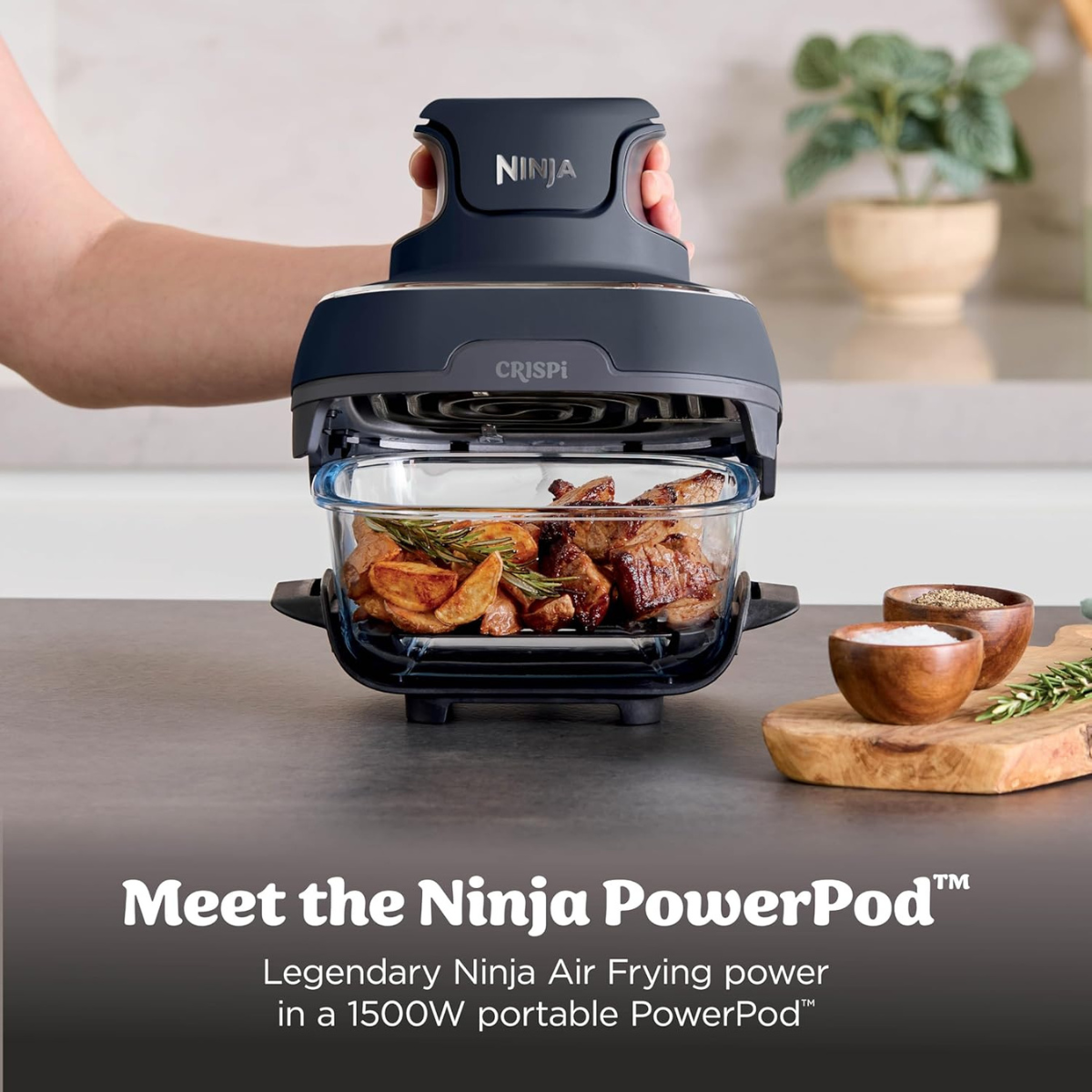 Ninja CRISPi 4-in-1 Portable Glass Air Fryer Blue FN101EUGY